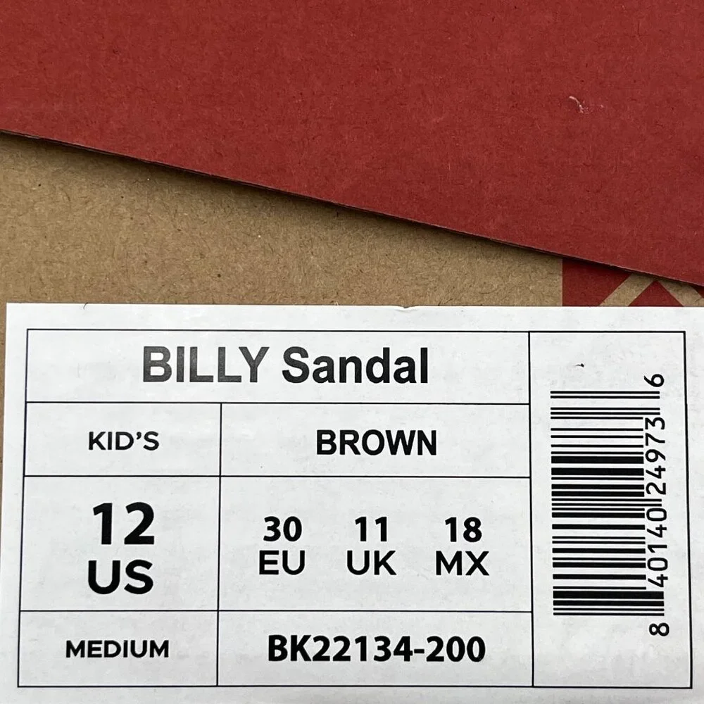 BILLY Little Boys Girls Slip-on Sandal Size 12 Brown Fisherman Full-Zip Closure